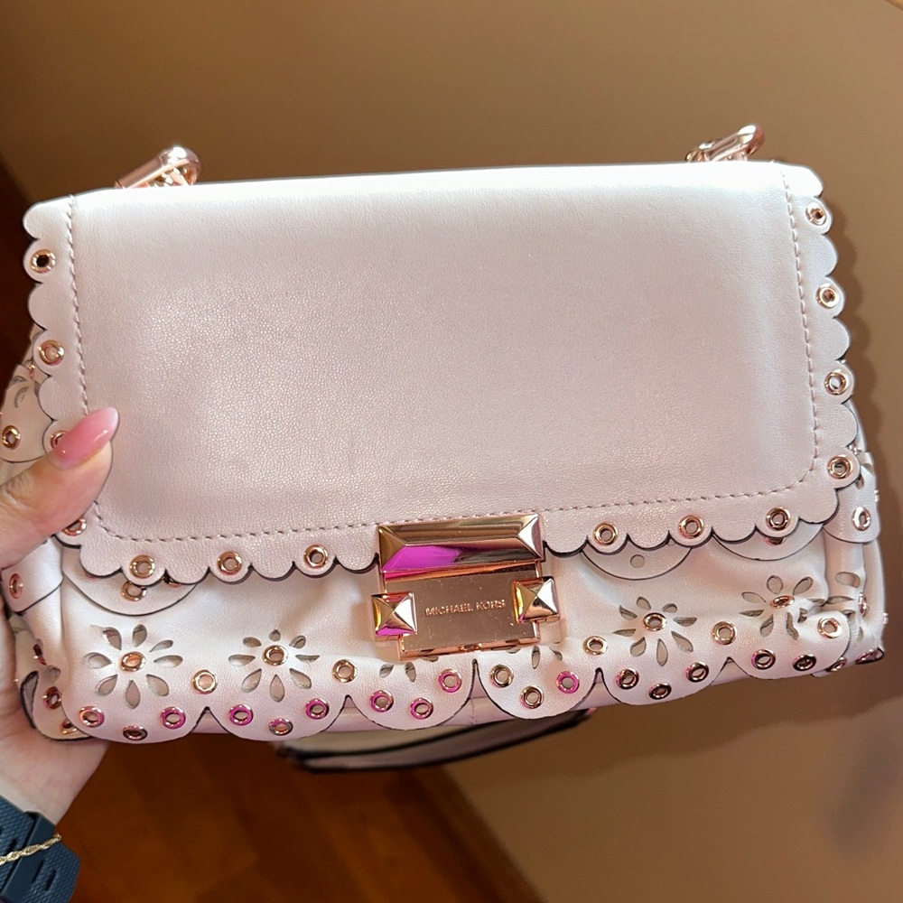 Michael Kors Light Pink Crossbody Bag with Scalloped Edges